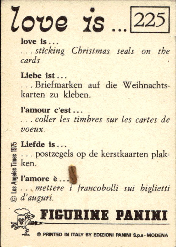 Panini Figur ''Vorhangmenü'' Love is l'amore is… 1975 - Bild 187 von 223