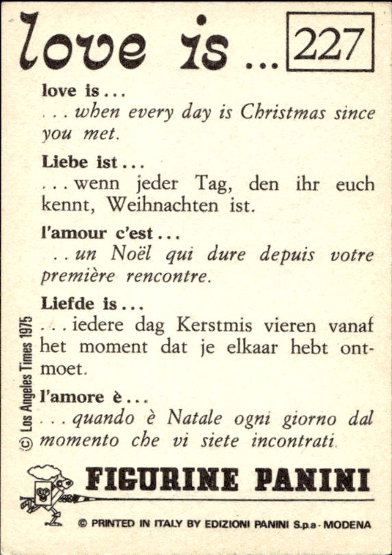 Panini Figur ''Vorhangmenü'' Love is l'amore is… 1975 - Bild 189 von 223