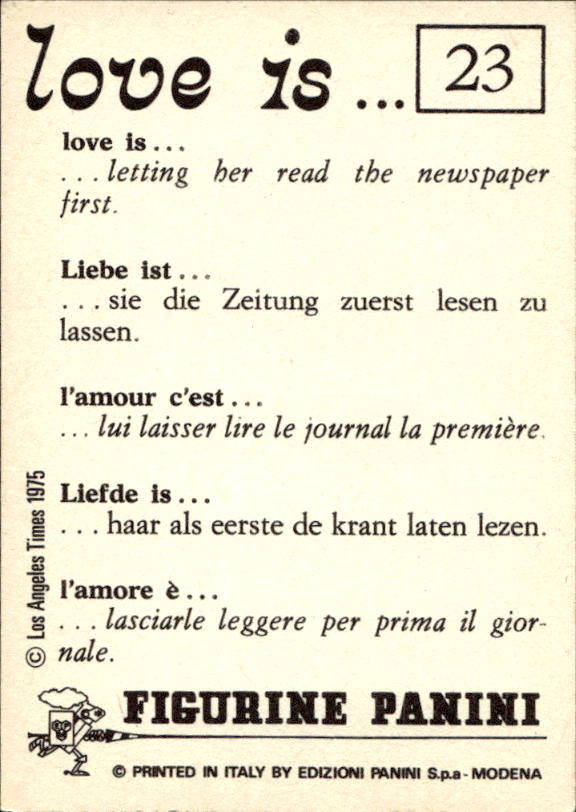 Panini Figur ''Vorhangmenü'' Love is l'amore is… 1975 - Bild 19 von 223