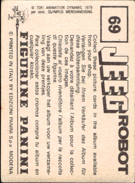 figurina ''Menù a Tendina'' Jeeg Robot 1979 Panini - Foto 95 di 361