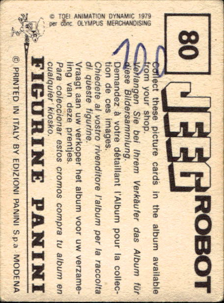 figurina ''Menù a Tendina'' Jeeg Robot 1979 Panini - Foto 113 di 361