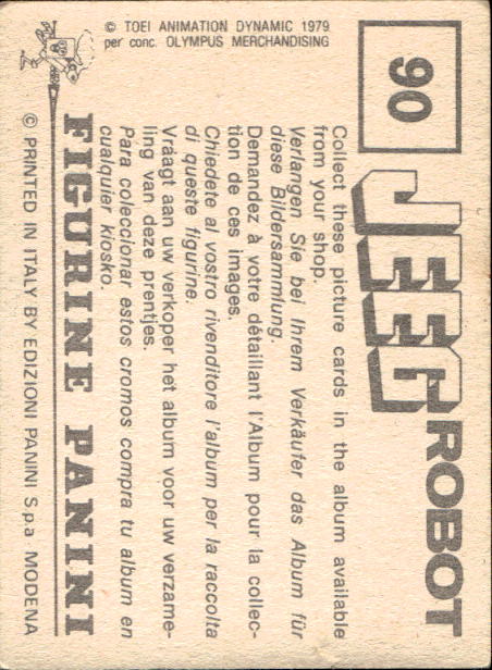 figurina ''Menù a Tendina'' Jeeg Robot 1979 Panini - Foto 129 di 361