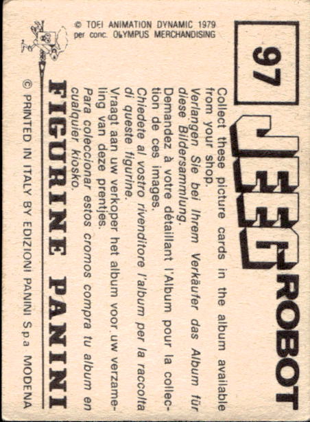 figurina ''Menù a Tendina'' Jeeg Robot 1979 Panini - Foto 143 di 361