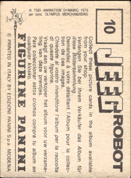 figurina ''Menù a Tendina'' Jeeg Robot 1979 Panini - Foto 13 di 361