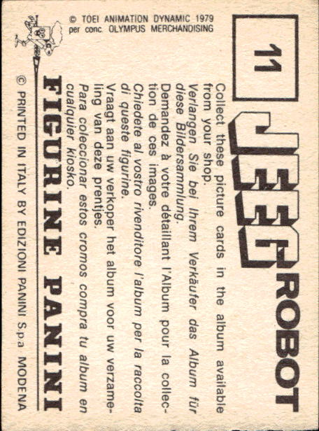 figurina ''Menù a Tendina'' Jeeg Robot 1979 Panini - Foto 15 di 361
