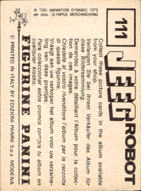figurina ''Menù a Tendina'' Jeeg Robot 1979 Panini - Foto 169 di 361