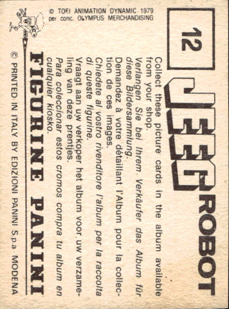 figurina ''Menù a Tendina'' Jeeg Robot 1979 Panini - Foto 17 di 361