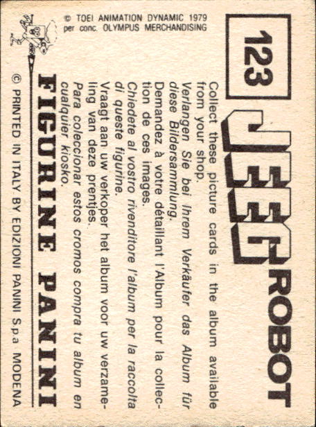 figurina ''Menù a Tendina'' Jeeg Robot 1979 Panini - Foto 185 di 361