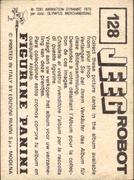 figurina ''Menù a Tendina'' Jeeg Robot 1979 Panini - Foto 189 di 361