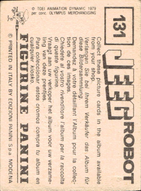 figurina ''Menù a Tendina'' Jeeg Robot 1979 Panini - Foto 193 di 361