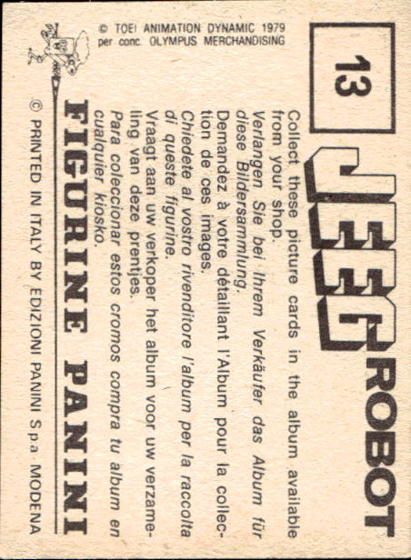 figurina ''Menù a Tendina'' Jeeg Robot 1979 Panini - Foto 19 di 361