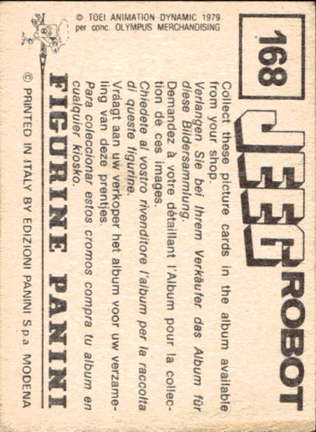 figurina ''Menù a Tendina'' Jeeg Robot 1979 Panini - Foto 249 di 361