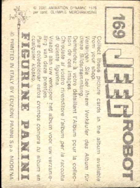 figurina ''Menù a Tendina'' Jeeg Robot 1979 Panini - Foto 251 di 361