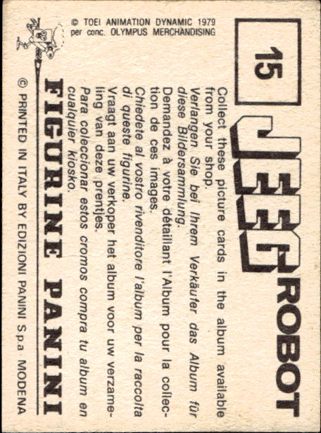 figurina ''Menù a Tendina'' Jeeg Robot 1979 Panini - Foto 23 di 361