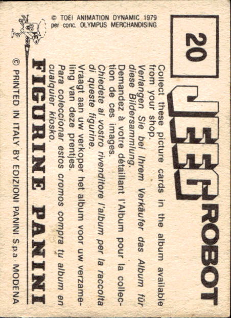 figurina ''Menù a Tendina'' Jeeg Robot 1979 Panini - Foto 31 di 361