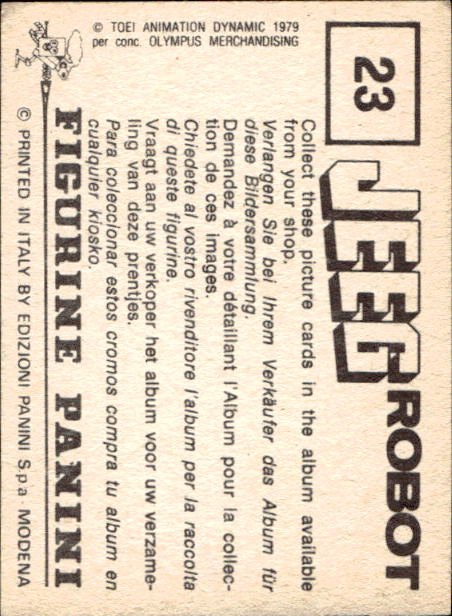 figurina ''Menù a Tendina'' Jeeg Robot 1979 Panini - Foto 35 di 361