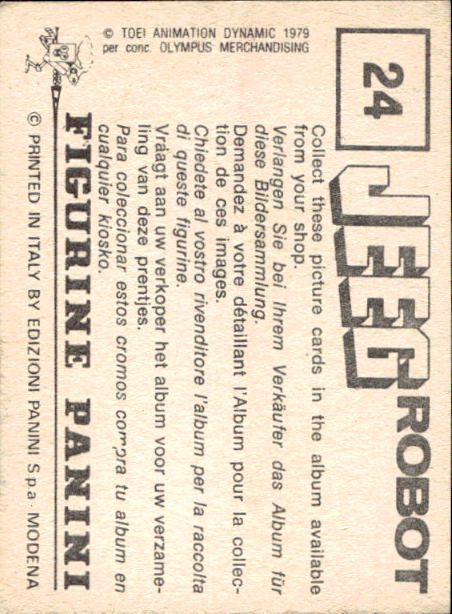 figurina ''Menù a Tendina'' Jeeg Robot 1979 Panini - Foto 37 di 361