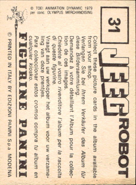 figurina ''Menù a Tendina'' Jeeg Robot 1979 Panini - Foto 41 di 361