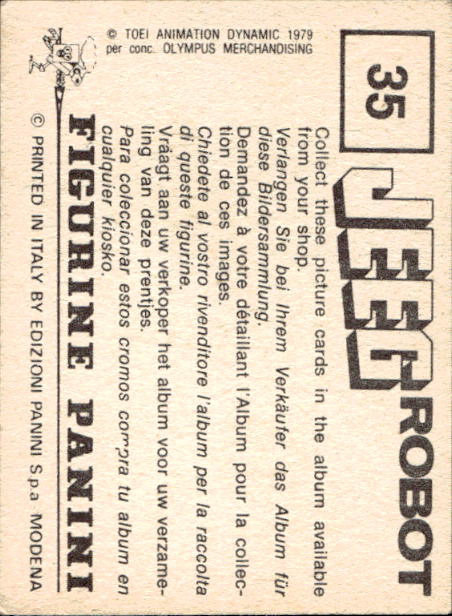 figurina ''Menù a Tendina'' Jeeg Robot 1979 Panini - Foto 45 di 361