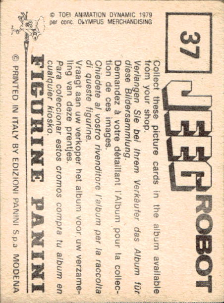 figurina ''Menù a Tendina'' Jeeg Robot 1979 Panini - Foto 49 di 361