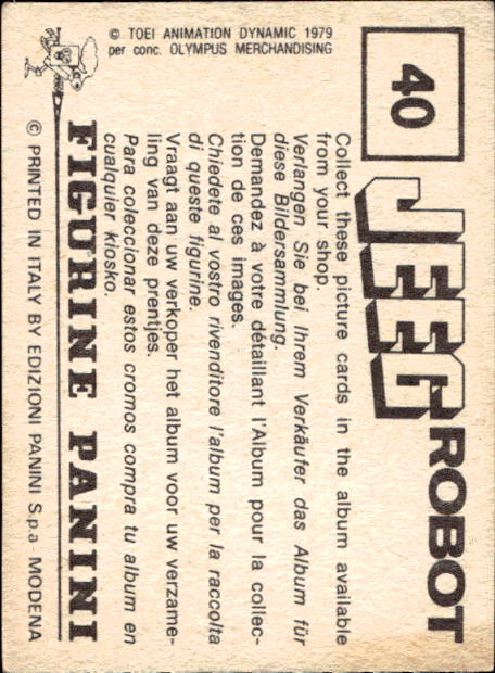 figurina ''Menù a Tendina'' Jeeg Robot 1979 Panini - Foto 53 di 361
