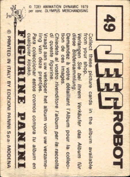 figurina ''Menù a Tendina'' Jeeg Robot 1979 Panini - Foto 65 di 361