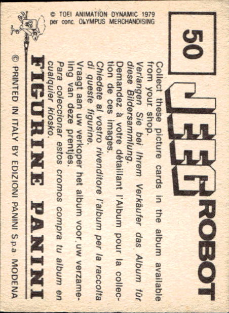 figurina ''Menù a Tendina'' Jeeg Robot 1979 Panini - Foto 67 di 361
