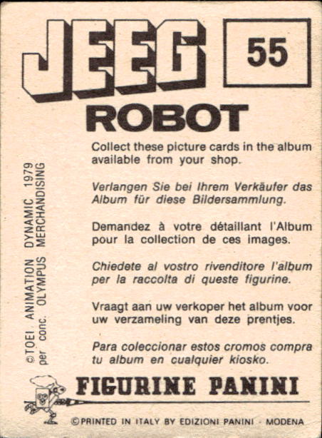 figurina ''Menù a Tendina'' Jeeg Robot 1979 Panini - Foto 77 di 361