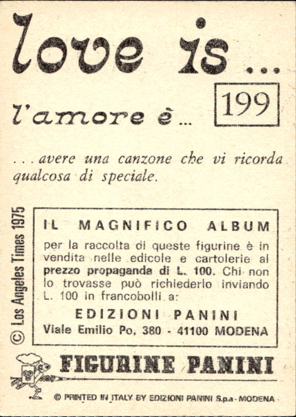 Panini Figur ''Vorhangmenü'' Love is l'amore is… 1975 - Bild 167 von 223
