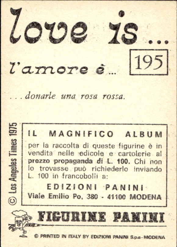 Panini Figur ''Vorhangmenü'' Love is l'amore is… 1975 - Bild 161 von 223